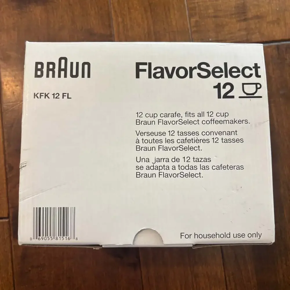 Braun FlavorSelect KFK 12FL 12-Cup Replacement Glass Coffee Carafe w/ Lid